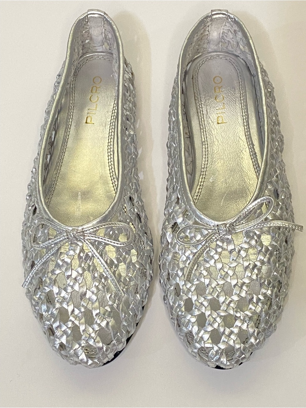 Pilcro by Anthropologie Woven Ballet Flat Silver Metallic Leather EU 39 US 8.5-9 - Picture 9 of 12